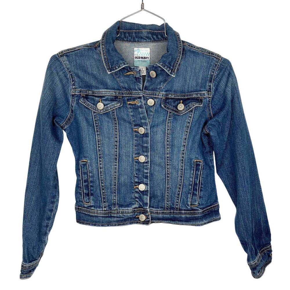OLD NAVY‎ Classic Blue Denim Medium Wash Basic Button Up Jean Jacket Sz Large